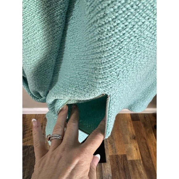 Soft Surroundings Luxe Sherpa Pullover L 1/4 Zip Fleece Sweatshirt GREEN Plush - Picture 3 of 7